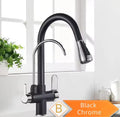 3-Wege-Wasserhahn mit Brause (geschwungen)